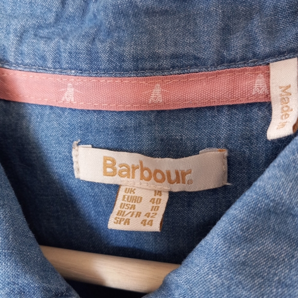 Barbour Tynemouth Denim Utility Shirt Midi Dress In Authentic Wash 10 - Picture 7 of 16